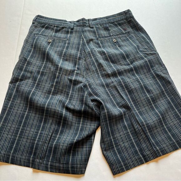 Tommy Bahama Men's Shorts Navy Blue/Grey Plaid Size 34 Silk/Linen - Picture 2 of 8